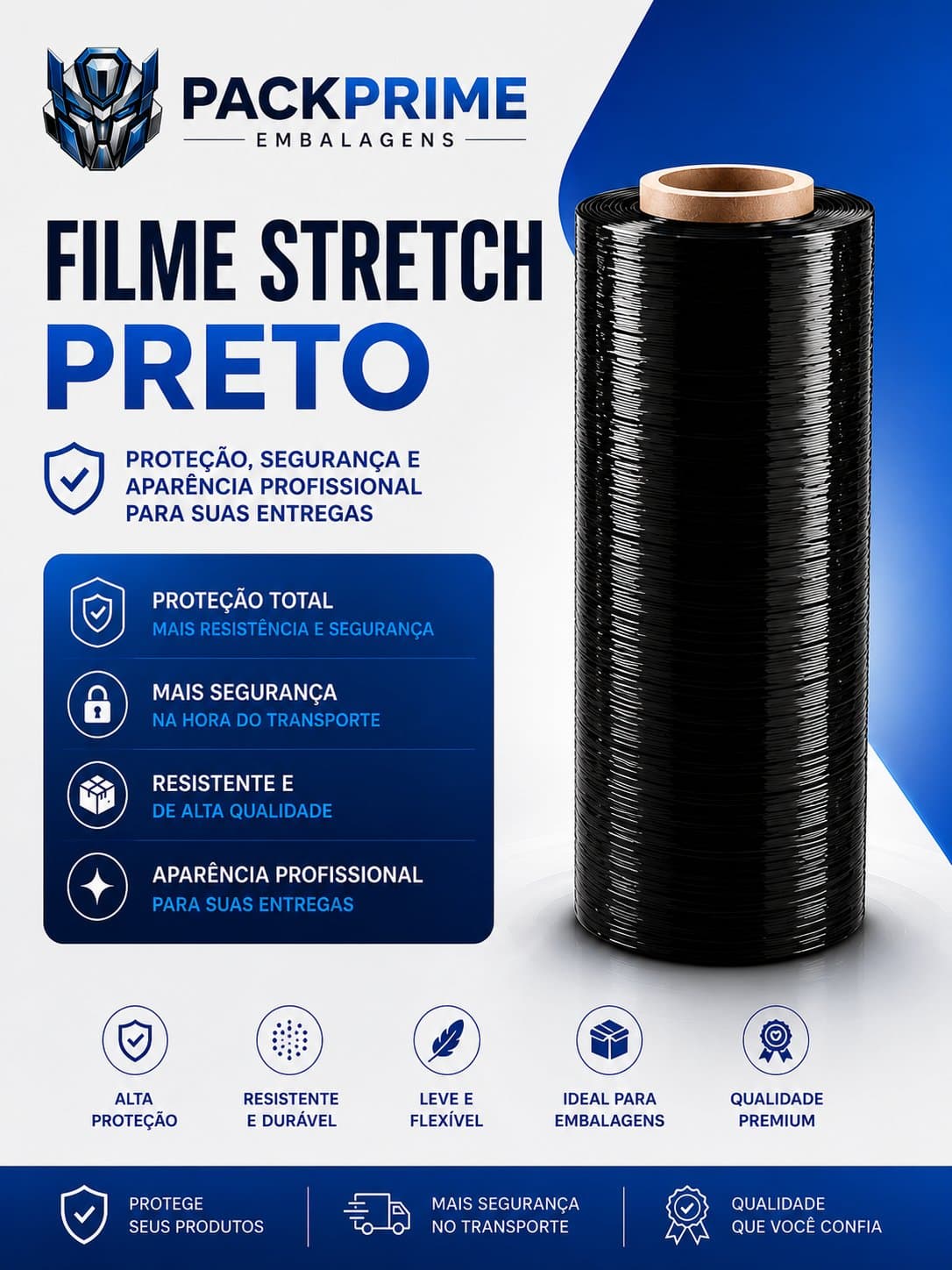 Filme Stretch Preto 2,5kg - 50cm